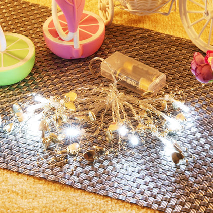10 LEDs Golden Heart String Light Battery Powered Lamp