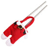 6 Pairs Christmas Santa Decoration Suit Pants Cutlery Fork Spoon Holder Bags