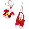 6 Pairs Christmas Santa Decoration Suit Pants Cutlery Fork Spoon Holder Bags