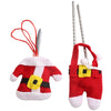 6 Pairs Christmas Santa Decoration Suit Pants Cutlery Fork Spoon Holder Bags