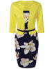 Floral Knee Length Pencil Fitted Work Dress