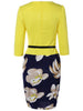 Floral Knee Length Pencil Fitted Work Dress