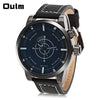 Oulm 3558 LED Scanning Leather Band Men Double Movt Watch