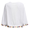 Sweet Round Collar Long Sleeve Colorful Tassels Hem Loose Blouse for Ladies