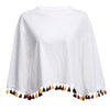 Sweet Round Collar Long Sleeve Colorful Tassels Hem Loose Blouse for Ladies