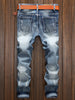 Holes and Cat's Whisker Design Straight Leg Jeans