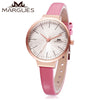 MARGUES M - 3051 Female Quartz Watch Stereo Mirror Slender Genuine Leather Band 3ATM Wristwatch