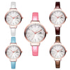 MARGUES M - 3051 Female Quartz Watch Stereo Mirror Slender Genuine Leather Band 3ATM Wristwatch