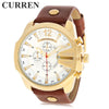 Curren 8176 Men Quartz Watch with Date Display Leather Band Decorative Sub-dials