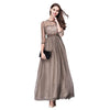 Elegant Round Collar 3/4 Sleeve Lace Spliced Women Dress