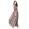 Elegant Round Collar 3/4 Sleeve Lace Spliced Women Dress