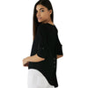Adjustable Sleeve Buttoned High Low Hem Blouse