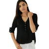 Adjustable Sleeve Buttoned High Low Hem Blouse