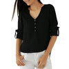 Adjustable Sleeve Buttoned High Low Hem Blouse