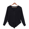 Adjustable Sleeve Buttoned High Low Hem Blouse