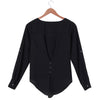 Adjustable Sleeve Buttoned High Low Hem Blouse