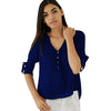 Adjustable Sleeve Buttoned High Low Hem Blouse