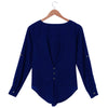 Adjustable Sleeve Buttoned High Low Hem Blouse