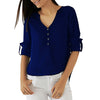 Adjustable Sleeve Buttoned High Low Hem Blouse