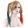 Medium Straight Mixed Colors Green Red Wigs with Double Ponytails Costume Cosplay for Joker Women