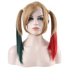 Medium Straight Mixed Colors Green Red Wigs with Double Ponytails Costume Cosplay for Joker Women