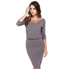 Chic Slash Collar Half Sleeve Backless Pure Color Bodycon Women's Dress