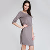 Chic Slash Collar Half Sleeve Backless Pure Color Bodycon Women's Dress