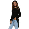 Brief Round Collar Frayed Pure Color Asymmetrical Pullover for Women