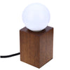 E27 Modern Minimalist Peach Wood Lamp Square Desk Lamp with LED Bulb