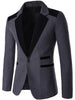 Color Block Single Breasted Wool Blend Blazer