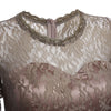 Elegant Round Collar 3/4 Sleeve Lace Spliced Women Dress