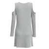 Fashion Round Neck Cut Out Pure Color Sheath Knitted Dress for Ladies