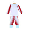 Sweet 3pcs Geometric Print Striped Long Sleeve Round Collar Tops Pants Pointed Hat