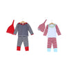 Sweet 3pcs Geometric Print Striped Long Sleeve Round Collar Tops Pants Pointed Hat