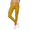 Casual Mid Waist Side Pocket Drawstring Pants for Women