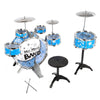 Kids Drums Kit Musical Instrument Toy with Cymbals Stool Christmas Birthday Gift