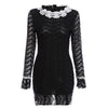 Elegant Round Collar Lacework Design Sheath Lace Dress for Women