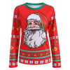 Cute Long Sleeve 3D Santa Claus Print Christmas T-Shirt