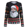 Cute Long Sleeve 3D Santa Claus Print Christmas T-Shirt