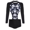 Chic Round Collar Cut Out Floral Swimwear for Women