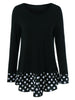 Polka Dot Patchwork Flounced T-Shirt
