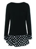 Polka Dot Patchwork Flounced T-Shirt