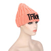 Stylish Letter Print Pure Color Ladies Warm Knitted Hat