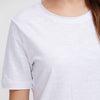 Brief Round Collar Pure Color White T-Shirt for Women