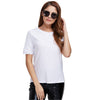 Brief Round Collar Pure Color White T-Shirt for Women