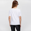 Brief Round Collar Pure Color White T-Shirt for Women