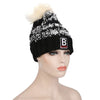 Stylish Color Block Letter Print Venonat Ladies Warm Plush Knitted Hat