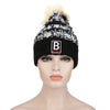 Stylish Color Block Letter Print Venonat Ladies Warm Plush Knitted Hat