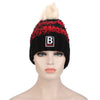 Stylish Color Block Letter Print Venonat Ladies Warm Plush Knitted Hat