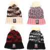 Stylish Color Block Letter Print Venonat Ladies Warm Plush Knitted Hat